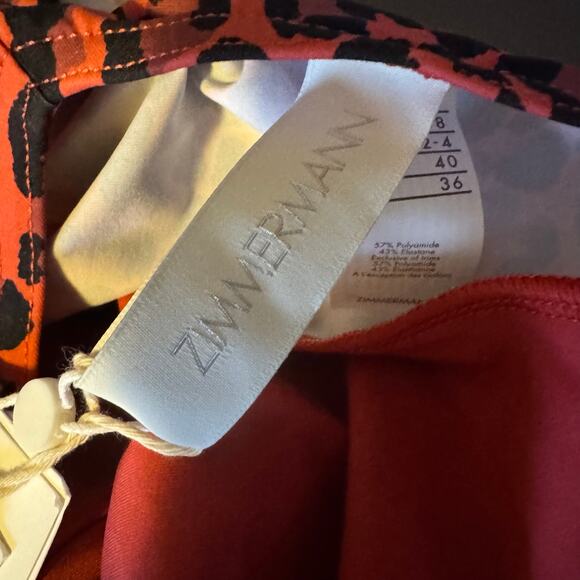 Zimmermann Sculpt Tie Halter Neck One Piece Swimsuit Red Leopard NWT Size 2-4 XS - Picture 8 of 11